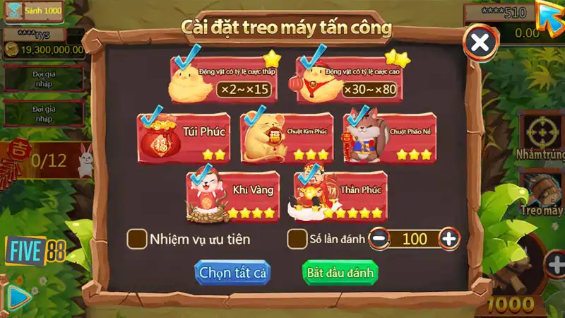 Gõ búa phát tài có nhiều loại mục tiêu khác nhau
