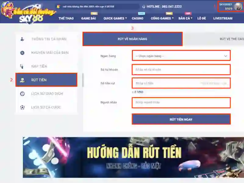 Rút tiền từ Sky88 về tài khoản rất dễ dàng Rút tiền từ Sky88 về tài khoản rất dễ dàng