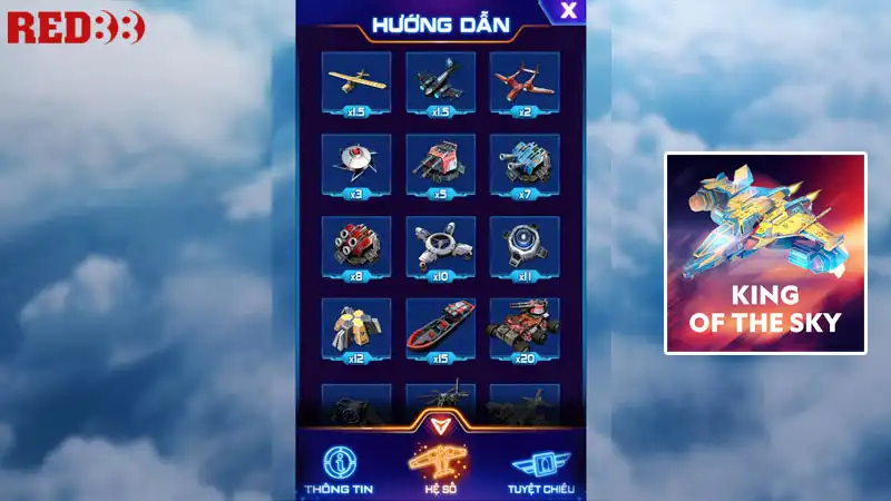 King of the sky có lối chơi giống bắn cá đổi thưởng