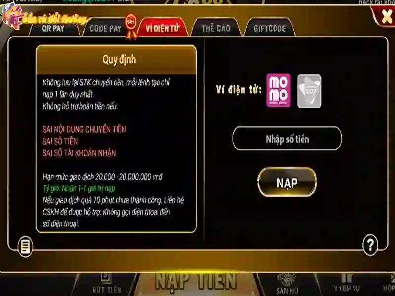 Nạp tiền Go88 qua ví momo Nạp tiền Go88 qua ví momo