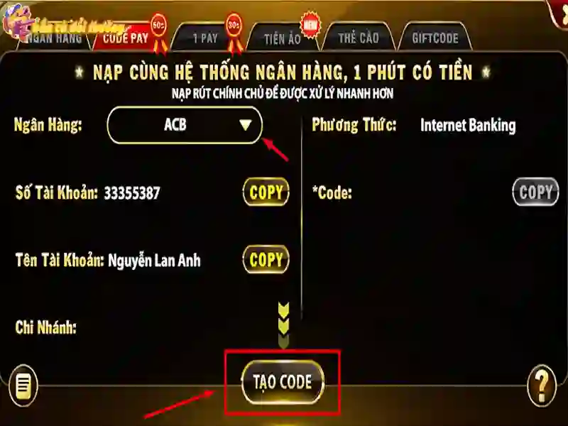 Cách nạp tiền Go88 thông qua ngân hàng Cách nạp tiền Go88 thông qua ngân hàng